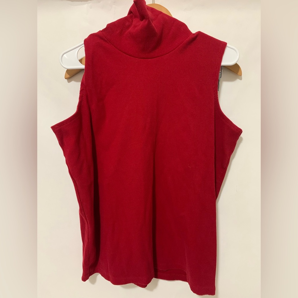 Lauren Ralph Lauren Red Sleeveless Turtleneck Sweater